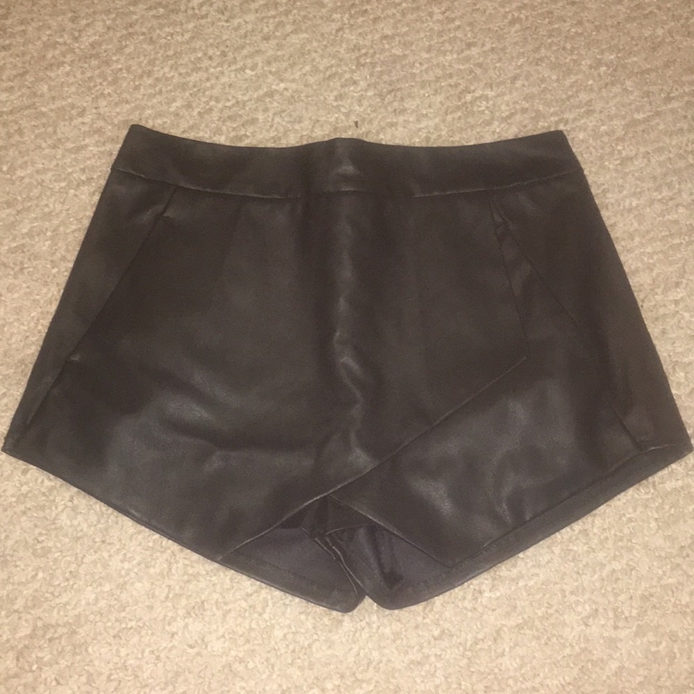Leather Black Shorts